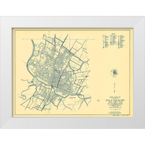 Travis Texas Highway - Highway Dept 1936 White Modern Wood Framed Art Print by Highway Dept