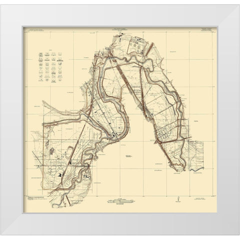 Trinity River Texas Sheet - USGS 1915 White Modern Wood Framed Art Print by USGS
