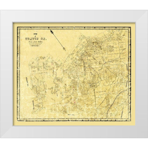 Travis County Texas - Rosenberg 1861 White Modern Wood Framed Art Print by Rosenberg