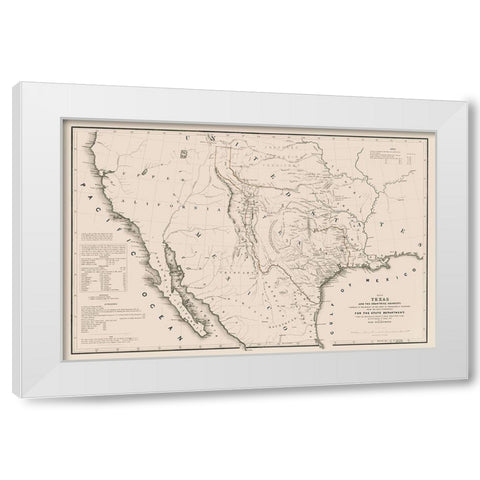 Texas - Adjacent Countries - Emory 1844 White Modern Wood Framed Art Print by Emory