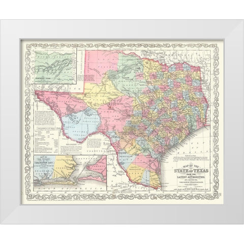 State of Texas - Young 1850 White Modern Wood Framed Art Print by Young