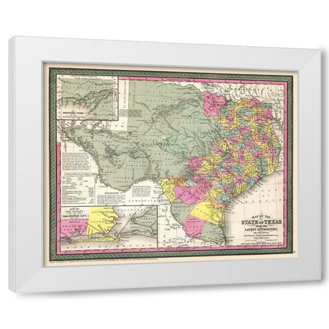 Texas - Young 1852 White Modern Wood Framed Art Print by Young