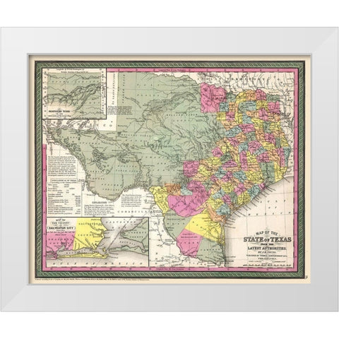 Texas - Young 1852 White Modern Wood Framed Art Print by Young