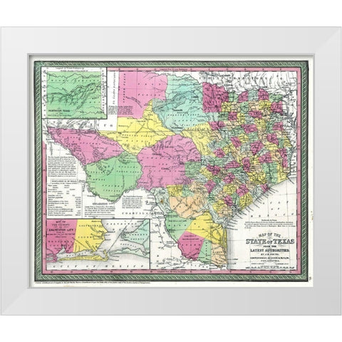 Texas - Young 1850 White Modern Wood Framed Art Print by Young