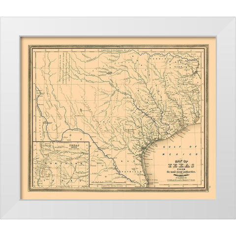 Texas - Williams 1845 White Modern Wood Framed Art Print by Williams