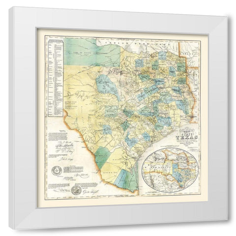 Texas - Creuzbaur 1854 White Modern Wood Framed Art Print by Creuzbaur