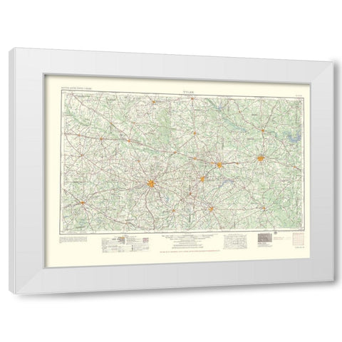 Tyler Texas Quad - USGS 1955 White Modern Wood Framed Art Print by USGS