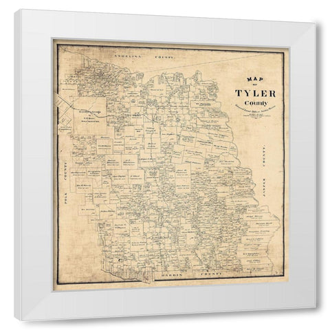Tyler County Texas - Rowe 1897 White Modern Wood Framed Art Print by Rowe