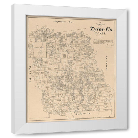 Tyler County Texas - Walsh 1879 White Modern Wood Framed Art Print by Walsh