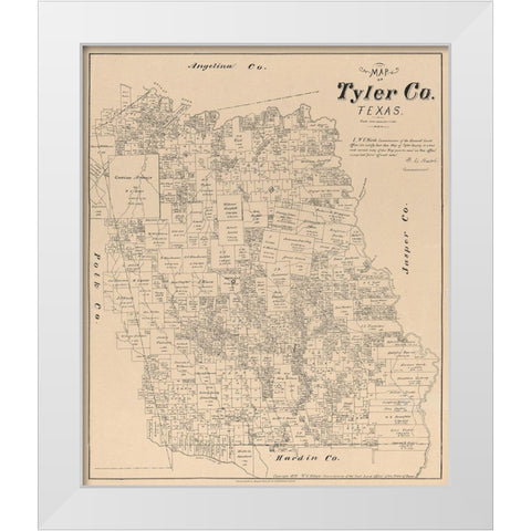 Tyler County Texas - Walsh 1879 White Modern Wood Framed Art Print by Walsh