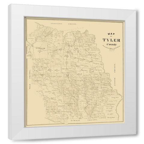 Tyler County Texas -1898 White Modern Wood Framed Art Print by Unknown