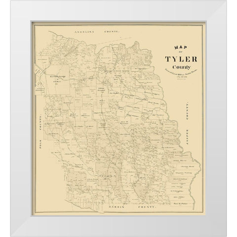 Tyler County Texas -1898 White Modern Wood Framed Art Print by Unknown
