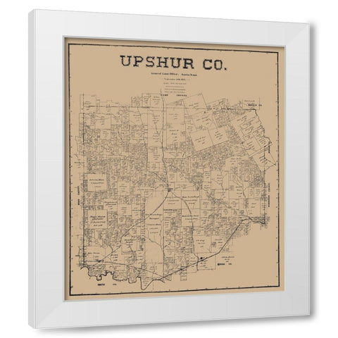 Upshur County Texas - Pressler 1897 White Modern Wood Framed Art Print by Pressler