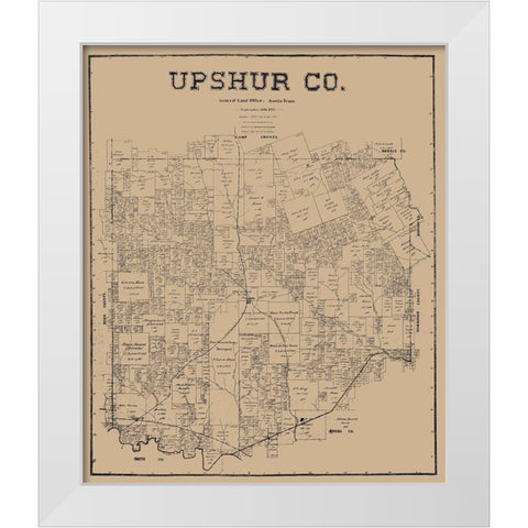 Upshur County Texas - Pressler 1897 White Modern Wood Framed Art Print by Pressler