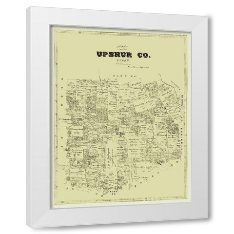Upshur County Texas -1873 White Modern Wood Framed Art Print by Unknown