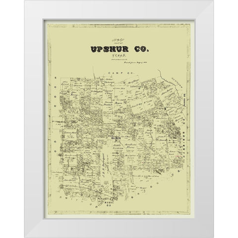 Upshur County Texas -1873 White Modern Wood Framed Art Print by Unknown