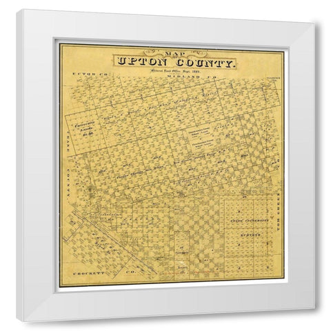 Upton County Texas - Blau 1889 White Modern Wood Framed Art Print by Blau
