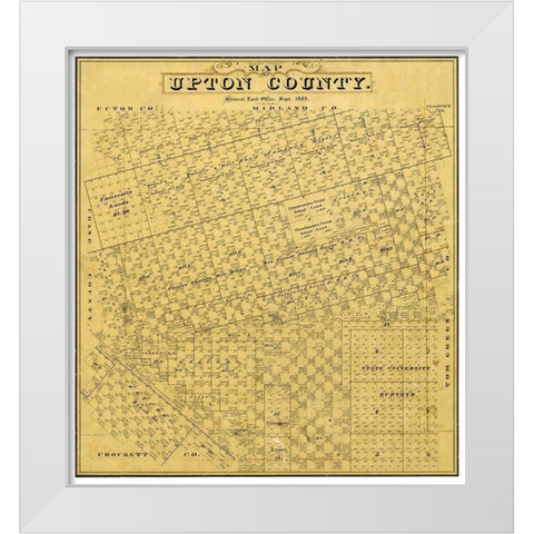 Upton County Texas - Blau 1889 White Modern Wood Framed Art Print by Blau