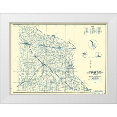 Van Zandt Texas - Highway Dept 1936 White Modern Wood Framed Art Print by Highway Dept