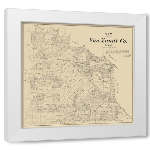 Van Zandt County Texas - Walsh 1884 White Modern Wood Framed Art Print by Walsh