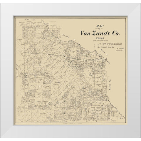 Van Zandt County Texas - Walsh 1884 White Modern Wood Framed Art Print by Walsh