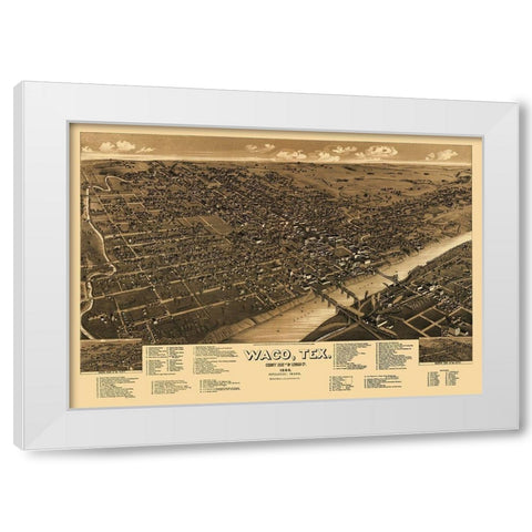 Waco Texas - Wellge 1886 White Modern Wood Framed Art Print by Wellge
