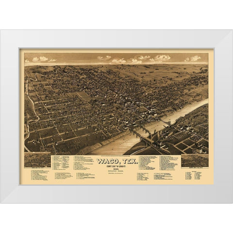 Waco Texas - Wellge 1886 White Modern Wood Framed Art Print by Wellge