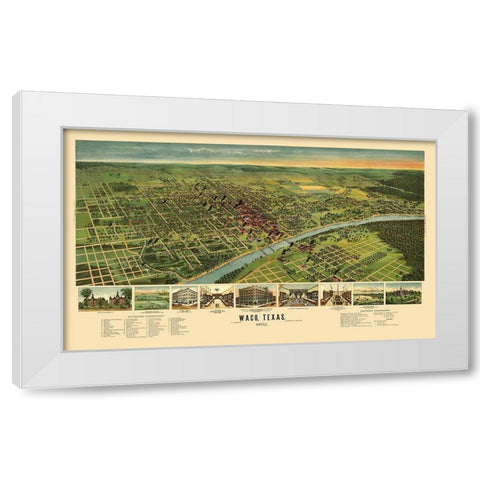 Waco Texas - Ension 1892 White Modern Wood Framed Art Print by Ension