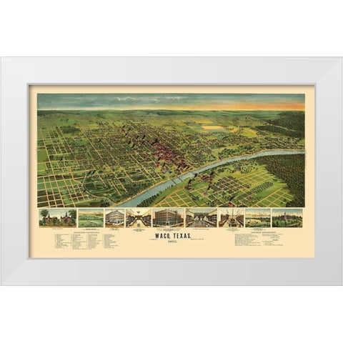 Waco Texas - Ension 1892 White Modern Wood Framed Art Print by Ension