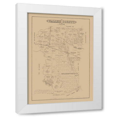 Waller County Texas - Walsh 1879 White Modern Wood Framed Art Print by Walsh