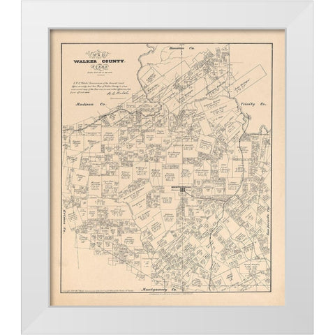 Walker County Texas - Walsh 1879 White Modern Wood Framed Art Print by Walsh
