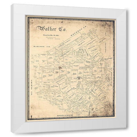 Walker County Texas - Sweeney 1889 White Modern Wood Framed Art Print by Sweeney