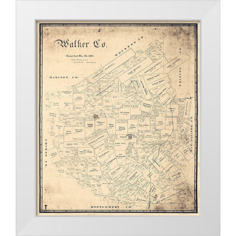 Walker County Texas - Sweeney 1889 White Modern Wood Framed Art Print by Sweeney