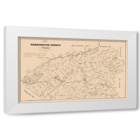 Washington County Texas - Walsh 1879 White Modern Wood Framed Art Print by Walsh