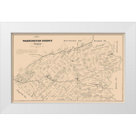 Washington County Texas - Walsh 1879 White Modern Wood Framed Art Print by Walsh