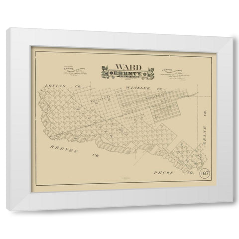 Ward County Texas - Hall 1888 White Modern Wood Framed Art Print by Hall