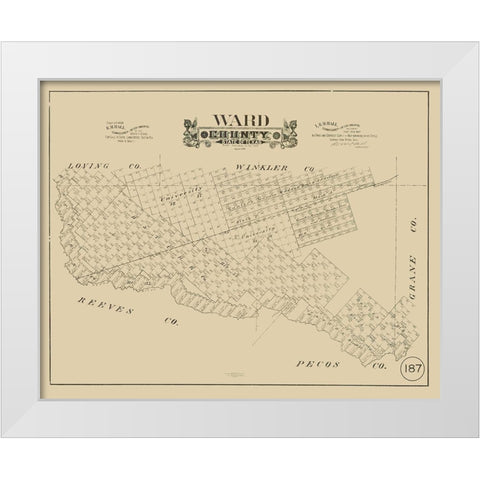 Ward County Texas - Hall 1888 White Modern Wood Framed Art Print by Hall