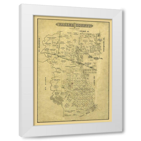 Waller County Texas - Blau 1880 White Modern Wood Framed Art Print by Blau