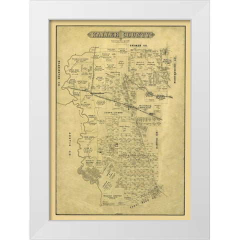 Waller County Texas - Blau 1880 White Modern Wood Framed Art Print by Blau