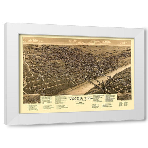 Waco Texas - Beck 1886 White Modern Wood Framed Art Print by Beck