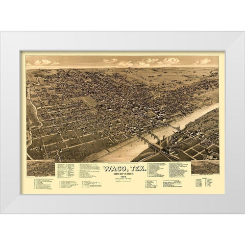 Waco Texas - Beck 1886 White Modern Wood Framed Art Print by Beck