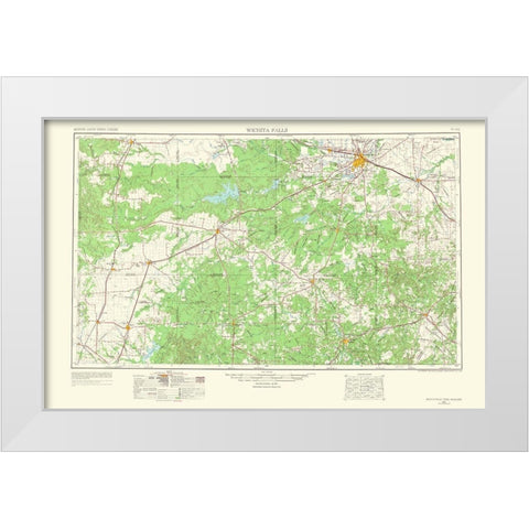 Wichita Falls Texas Oklahoma Quad - USGS 1966 White Modern Wood Framed Art Print by USGS
