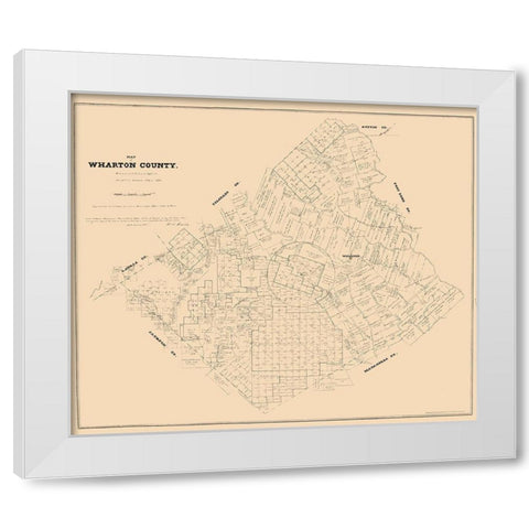 Wharton County Texas - Walsh 1880 White Modern Wood Framed Art Print by Walsh