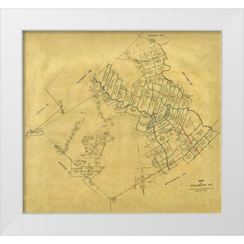 Wharton County Texas - Pressler 1865 White Modern Wood Framed Art Print by Pressler