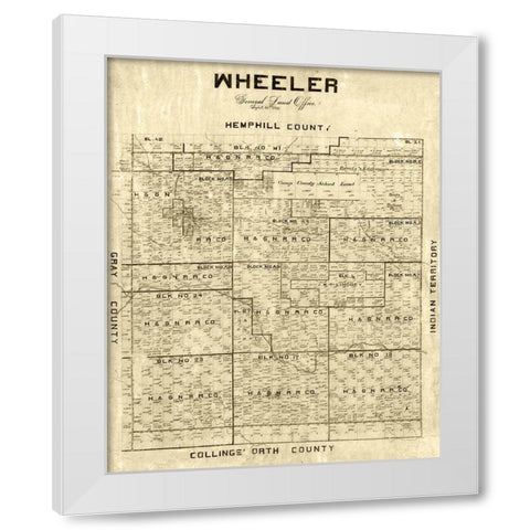 Wheeler County Texas -1887 White Modern Wood Framed Art Print by Unknown