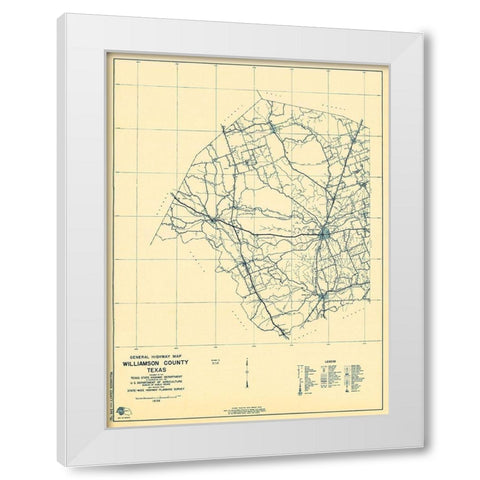 Williamson Texas 1 of 2 - Highway Dept 1936 White Modern Wood Framed Art Print by Highway Dept