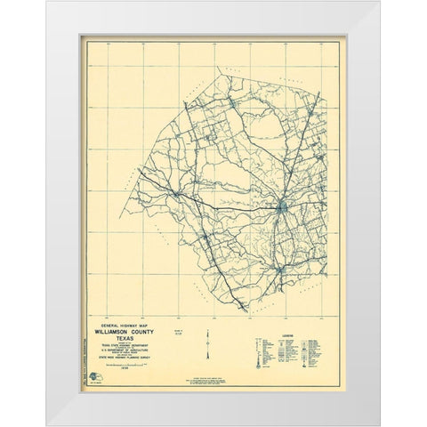 Williamson Texas 1 of 2 - Highway Dept 1936 White Modern Wood Framed Art Print by Highway Dept