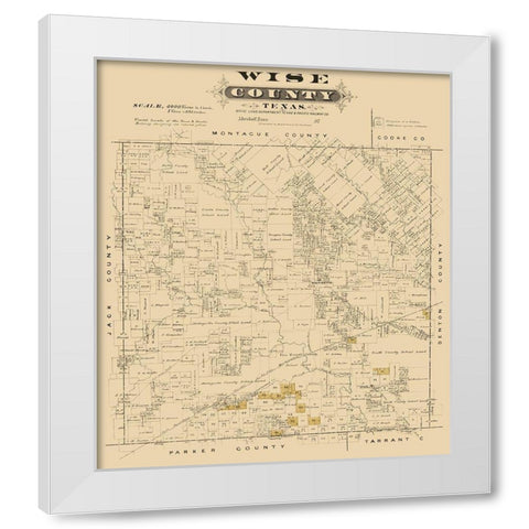 Wise County Texas - Gast 1870 White Modern Wood Framed Art Print by Gast