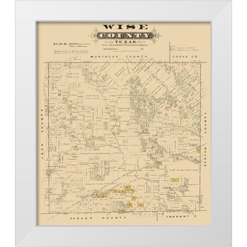Wise County Texas - Gast 1870 White Modern Wood Framed Art Print by Gast