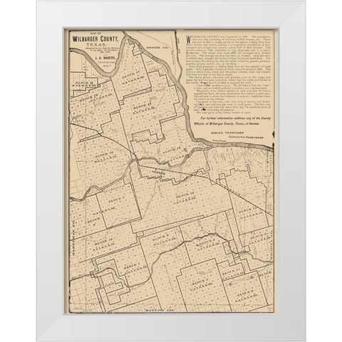 Wilbarger County Texas - Nabers 1887 White Modern Wood Framed Art Print by Nabers